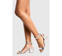 Boohoo Wide Fit Metallic Low Block Barely There Heels In Silver silver 3