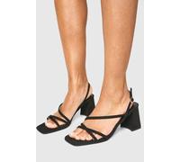 Boohoo Wide Fit Mid Block Slingback 2 Part Heels In Black black 6