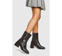 Boohoo Wide Fit Panel Detail Block Calf Boots In Brown brown 3