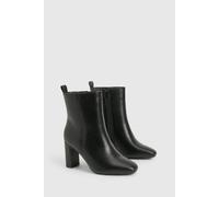 Boohoo Wide Fit Panel Heeled Ankle Boots In Black black 5