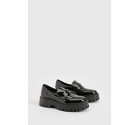 Boohoo Wide Fit Patent Chunky Loafers In Black black 3