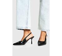 Boohoo Wide Fit Patent Ruched Court Shoe Heels In Black black 5