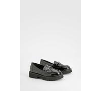 Boohoo Wide Fit Patent T Bar Loafers In Black black 3