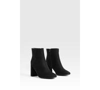 Boohoo Wide Fit Round Toe Block Heel Faux Suede Ankle Boots In Black black 3