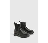 Boohoo Wide Fit Studded Elastic Panel Chelsea Boots In Black black 5