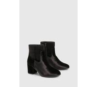 Boohoo Wide Fit Velvet Sock Ankle Heeled Boots In Black black 6