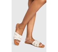 Boohoo Wide Fit Woven Basic Mule Sandals In Natural natural 4