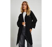 Boohoo Wide Rib Chunky Cardigan In Black black S