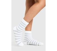 boohoo Women's 2 Pack Stripe Fluffy Slouchy Socks