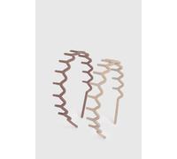 boohoo Women's 2 Pack Zig Zag Headbands in Beige