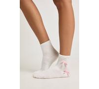 boohoo Women's 3D Bow Detail Fluffy Socks in White