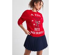 boohoo Women's A Tini Bit Merry Christmas Jumper in Red | Size: Medium