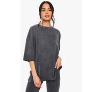 boohoo Women's Acid Wash Oversized T-Shirt in Charcoal | Size: 8