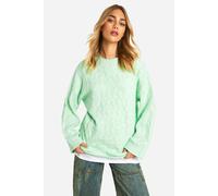 boohoo Women's All Over Soft Knit Cable Obersized Jumper in Mint | Size: Small