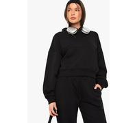 boohoo Women's Balloon Sleeve Oversized Hoodie in Black | Size: Large