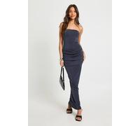 boohoo Women's Bandeau Drape Waist Slinky Maxi Dress in Charcoal | Size: 14