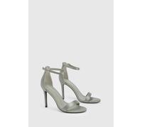 boohoo Women's Barely There Satin Basic Heels in Olive | Size: 3