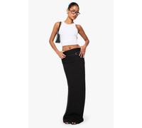 boohoo Women's Basic Fold Over Waistband Maxi Skirt in Black | Size: 10