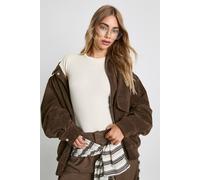 boohoo Women's Basic Short Sleeve Crew Neck Bodysuit in Ivory | Size: 6