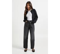 boohoo Women's Basics High Waist Mom Jean in Washed Black | Size: 16/30L