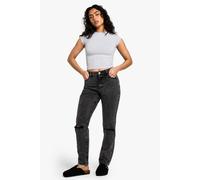 boohoo Women's Basics High Waisted Ripped Mom Jeans in Washed Black | Size: 8/32L