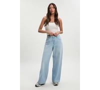 boohoo Women's Basics Mid Waist Boyfriend Jean in Bleach Wash | Size: 12/30L