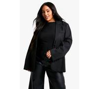 boohoo Women's Basics Plus Essential Oversized Single Breasted Blazer in Black | Size: 16