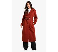 boohoo Women's Belted Wool Look Maxi Coat in Rust | Size: 10