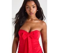 boohoo Women's Bengaline Bow Detail Bandeau Top in Red | Size: 10