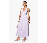 boohoo Women's Bengaline Plunge Midaxi Dress in Lilac | Size: 16