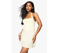 boohoo Women's Bengaline Square Neck Skater Dress in Lemon | Size: 10