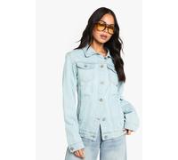 boohoo Women's Bleach Washed Oversized Denim Jacket in Bleach Wash | Size: 14