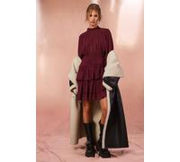 boohoo Women's Borg Trim Maxi Aviator Coat in Black | Size: 14