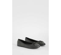 boohoo Women's Bow Detail Ballet Flats in Black | Size: 6