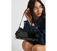 boohoo Women's Bow Detail Vinyl Shoulder Bag in Black