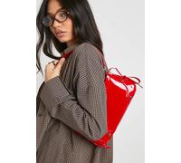 boohoo Women's Bow Detail Vinyl Shoulder Bag in Red