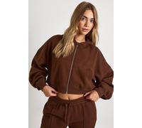 boohoo Women's Boxy Balloon Sleeve Oversized Zip Through Hoodie in Chocolate | Size: XL