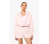 boohoo Women's Boxy Balloon Sleeve Oversized Zip Through Hoodie in Light Pink | Size: XL