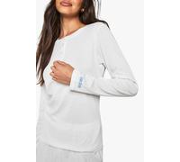 boohoo Women's Bridal 'bride' Embroidered Pointelle Long Sleeve Top & Shorts Pyjama Set in White | Size: 6