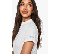 boohoo Women's Bridal 'mrs' Embroidered Pointelle Baby T-Shirt & Trousers Pyjama Set in White | Size: 8