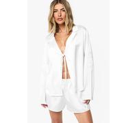 boohoo Women's Bridal Satin Pyjama Shorts in Ivory | Size: 8