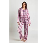 boohoo Women's Brushed Check Long Sleeve Shirt & Trousers Pyjama Set in Pink | Size: 6