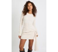 boohoo Women's Brushed Rib Wrap Mini Dress in Cream | Size: 16
