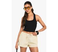 boohoo Women's Built In Padded Soft Ribbed Tank Top With Racer Back in Black | Size: 16