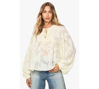 boohoo Women's Burnout Floral Boho Blouse in Lemon | Size: 10
