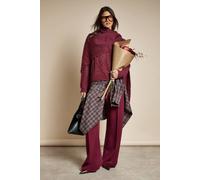 boohoo Women's Cable Detail Knitted Oversized Jumper in Burgundy | Size: Large