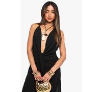 boohoo Women's Chiffon Cowl Top in Black | Size: 8