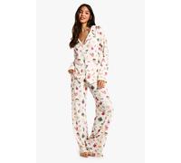 boohoo Women's Christmas Mixed Print Long Sleeve Shirt & Trousers Pyjama Set | Size: 12