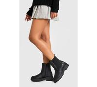 boohoo Women's Chunky Buckle Detail Chelsea Boots in Black | Size: 4