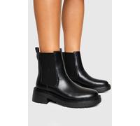 boohoo Women's Chunky Flatform Elastic Panel Chelsea Boots in Black | Size: 8